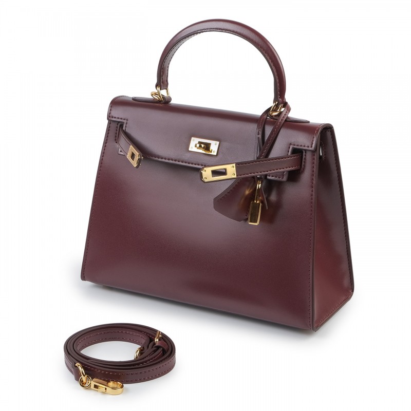 Женская кожаная сумка Nicole 25 бордовая - 4 фото