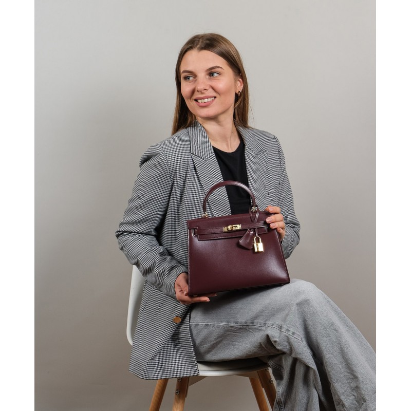 Женская кожаная сумка Nicole 25 бордовая - 2 фото