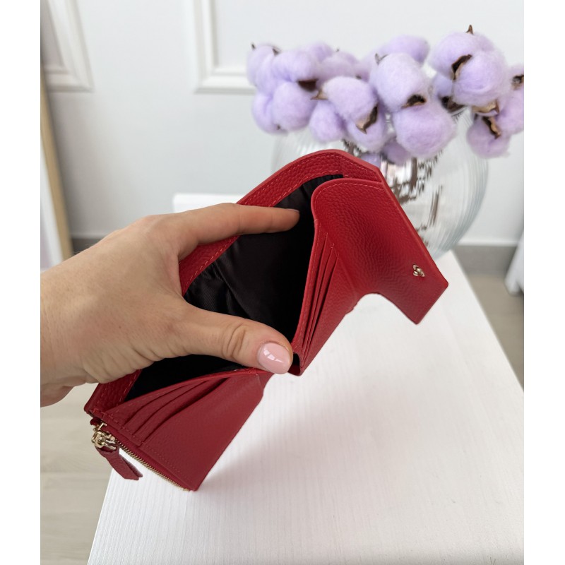 Женский кожаный кошелек Ellie красный - 4 фото