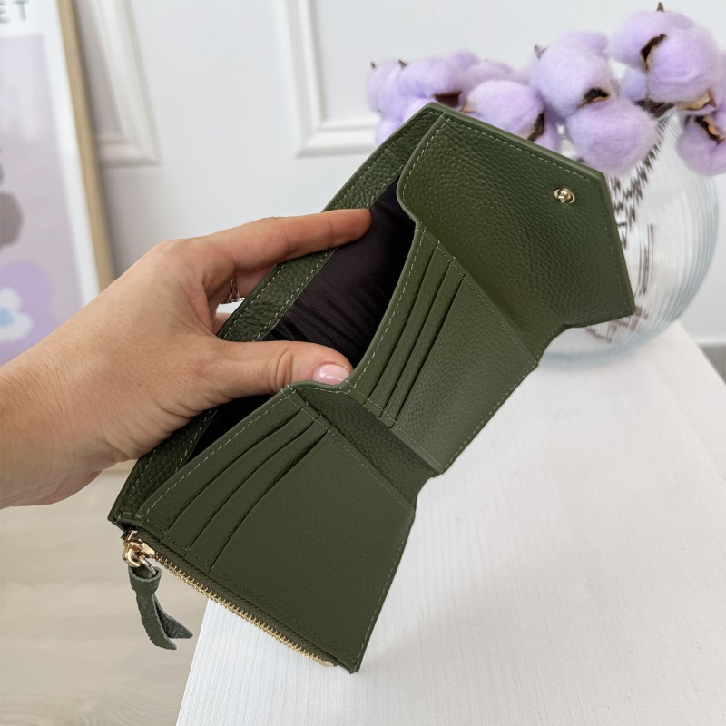 Женский кожаный кошелек Ellie зеленый - 2 фото