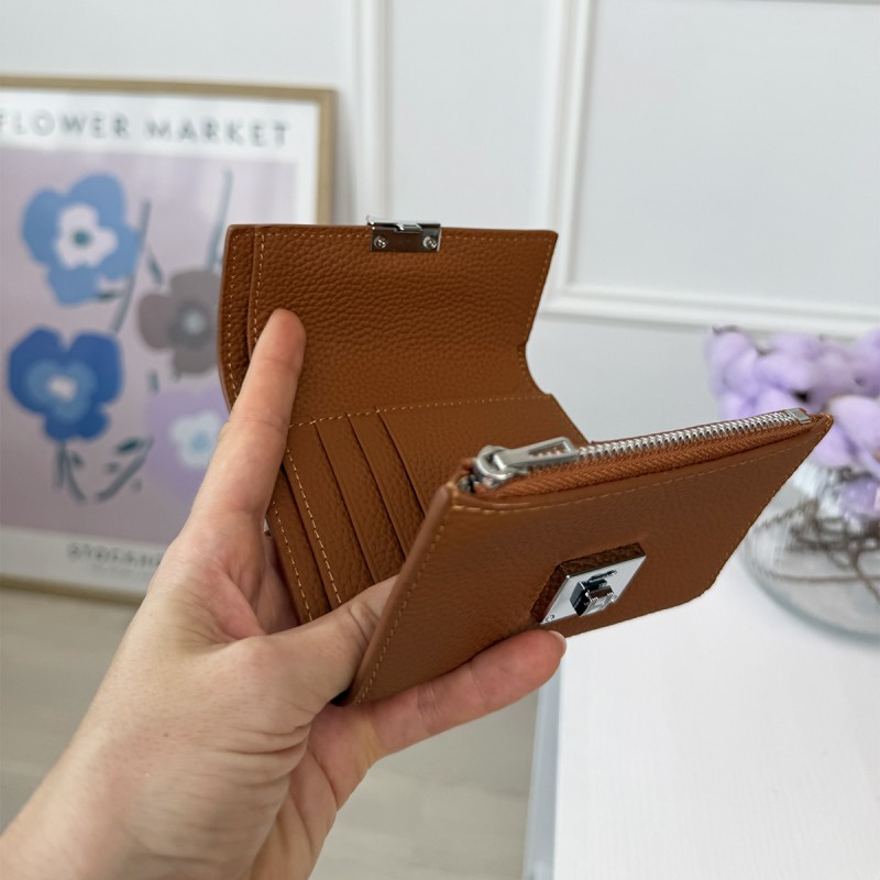 Жіночий шкіряний гаманець Monique коричневий - 2 фото