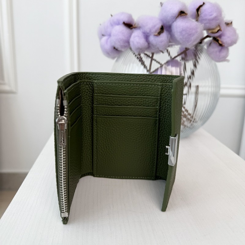 Женский кожаный кошелек Monique зеленый - 3 фото