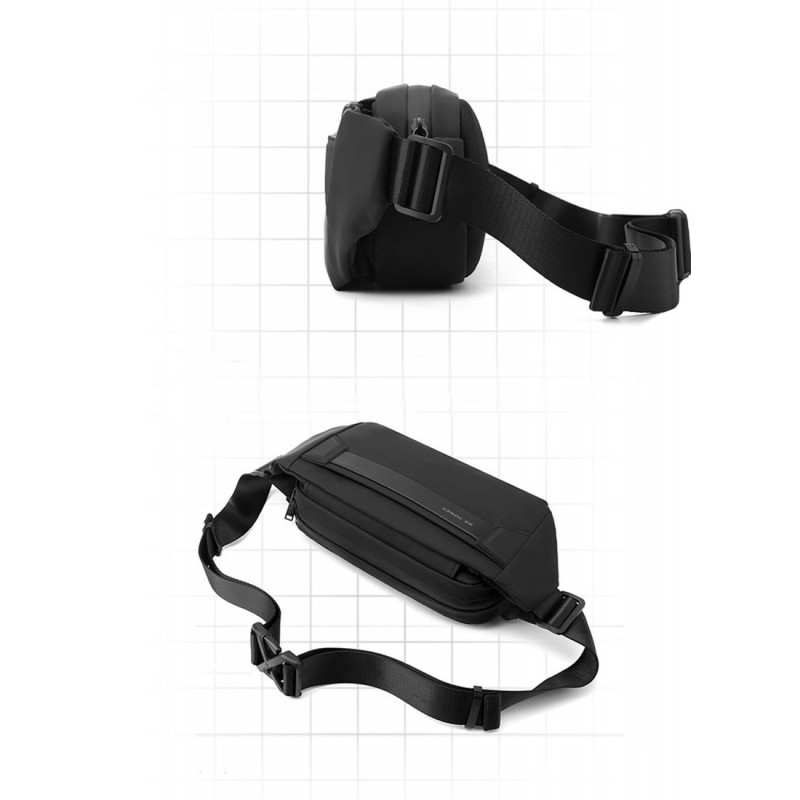 Сумка бананка на пояс Flint черная - 6 фото
