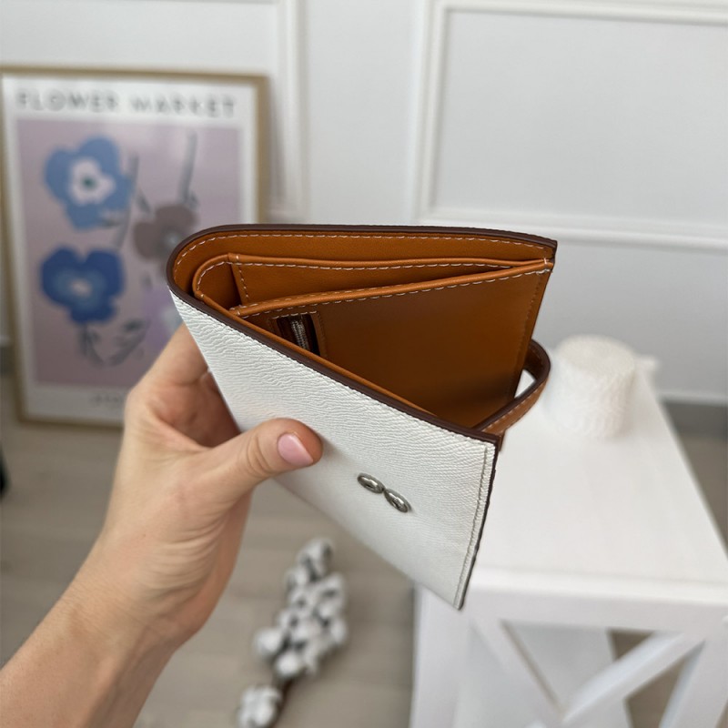 Женский кожаный кошелек Emeline белый - 1 фото