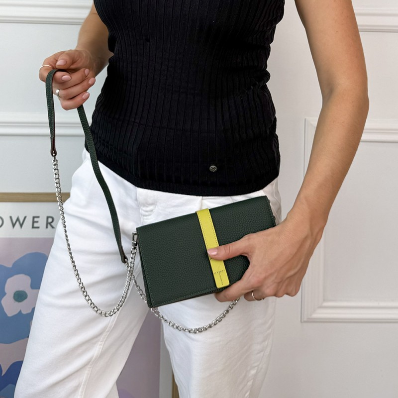 Жіночий шкіряний клатч Shona темно-зелений - 10 фото