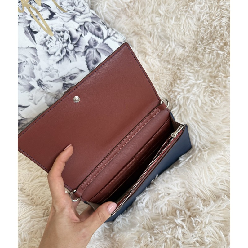 Жіночий шкіряний клатч Shona синій - 6 фото