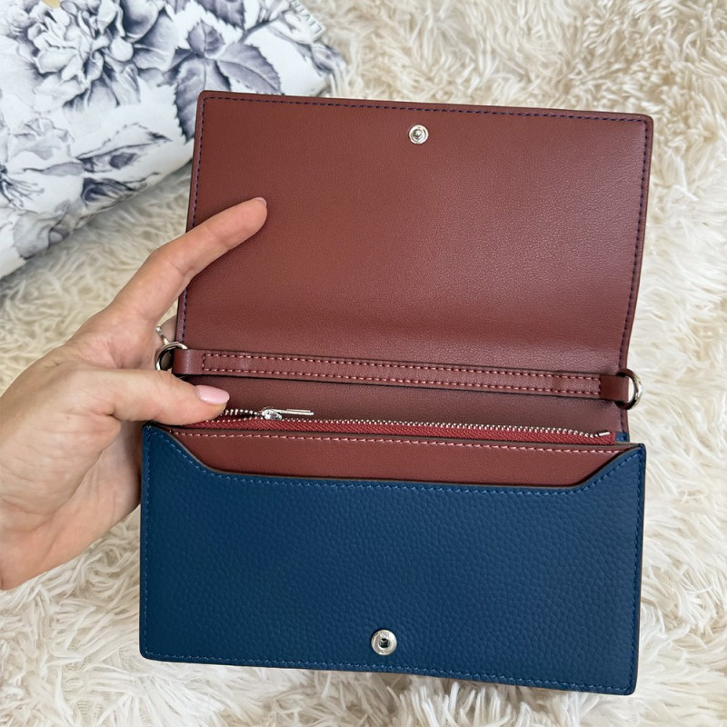 Жіночий шкіряний клатч Shona синій - 8 фото