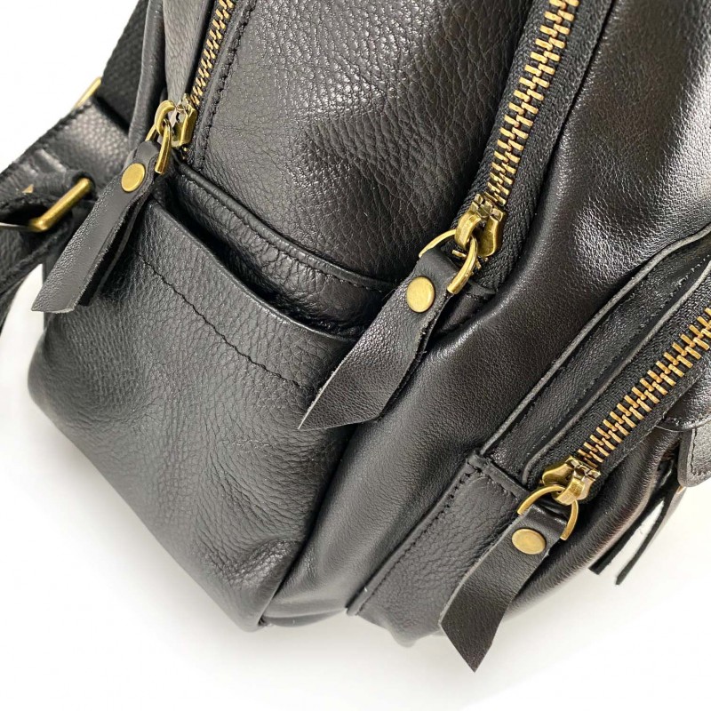 Женский кожаный рюкзак Freedom черный - 7 фото