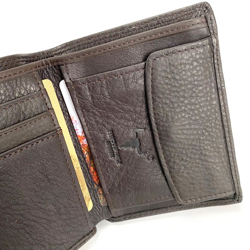Чоловічий шкіряний гаманець Bull темно-коричневий - 7 фото