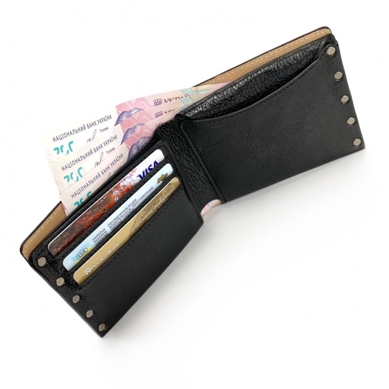 Чоловічий шкіряний гаманець Vegas чорний - 3 фото