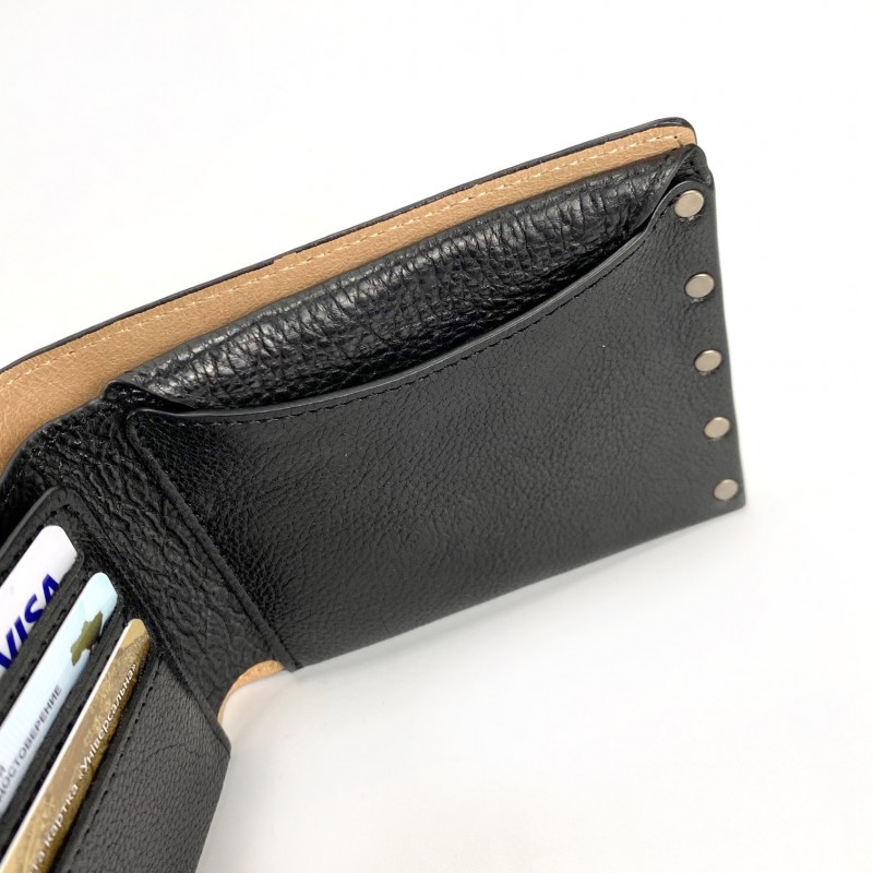 Чоловічий шкіряний гаманець Vegas чорний - 6 фото