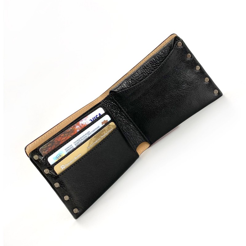 Чоловічий шкіряний гаманець Vegas чорний - 7 фото