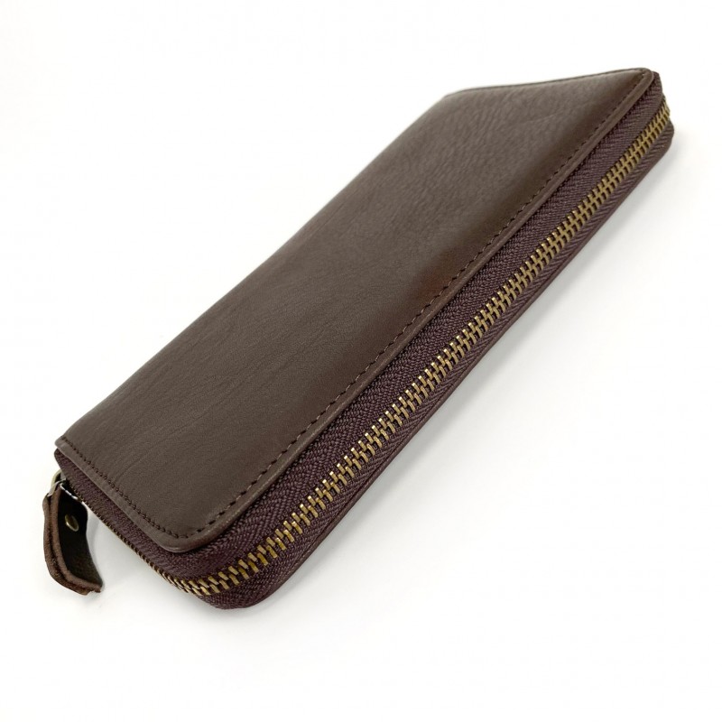 Шкіряний гаманець на блискавці Texas темно-коричневий - 1 фото