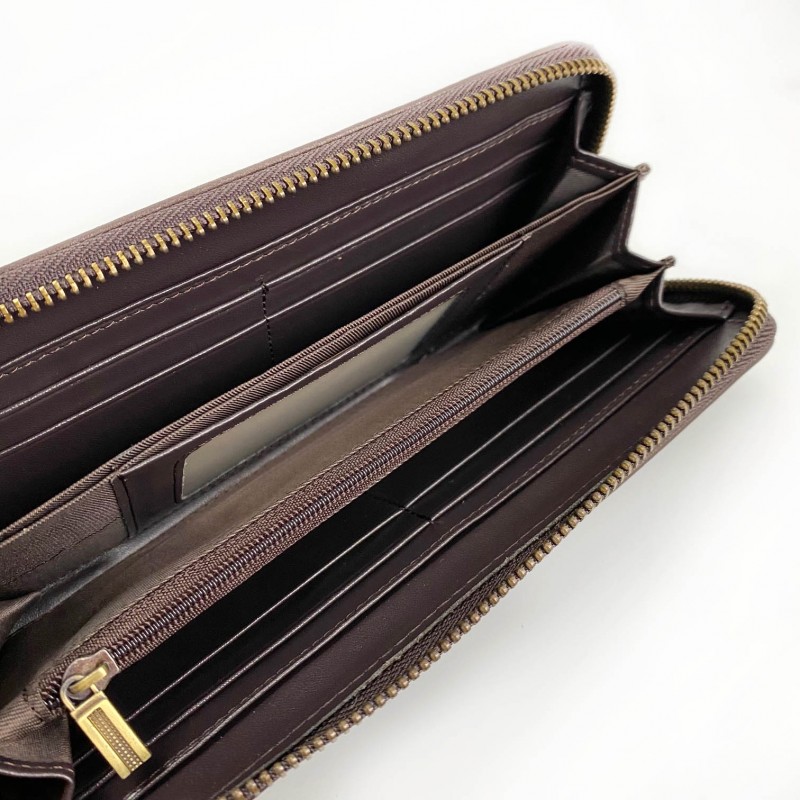Шкіряний гаманець на блискавці Texas темно-коричневий - 4 фото