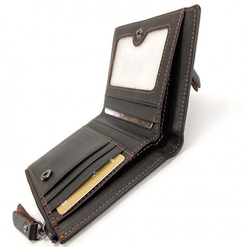 Мужской кошелек Kentucky кожаный темно-коричневый - 6 фото