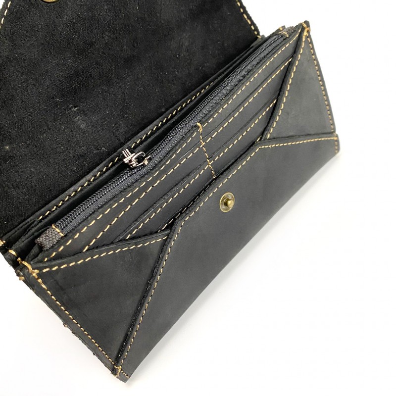 Жіночий шкіряний гаманець Montana чорний - 5 фото