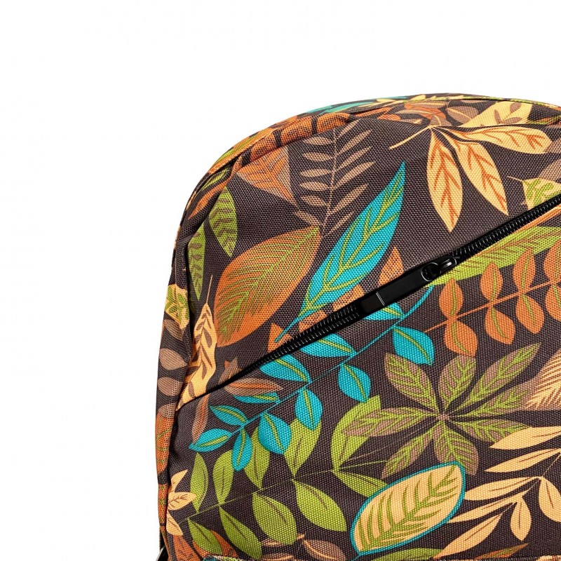 Женский рюкзак Glosiry коричневый с листьями - 6 фото