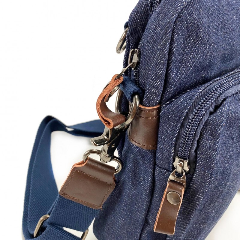 Мужская сумка барсетка Daniel через плечо синяя - 5 фото