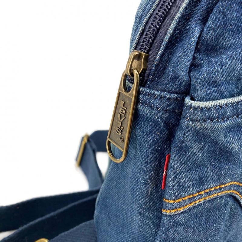 Мужская сумка слинг James джинсовая синяя - 4 фото