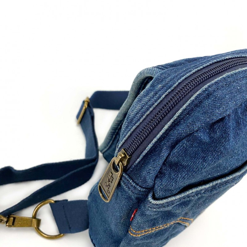 Мужская сумка слинг James джинсовая синяя - 5 фото