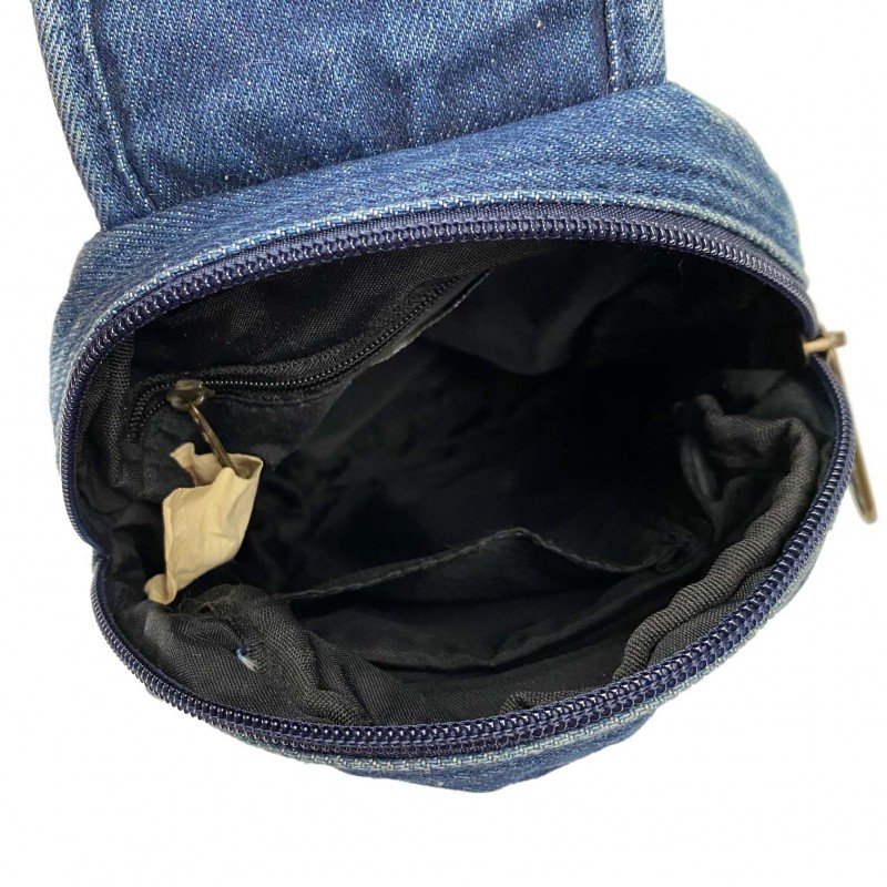 Мужская сумка слинг James джинсовая синяя - 8 фото