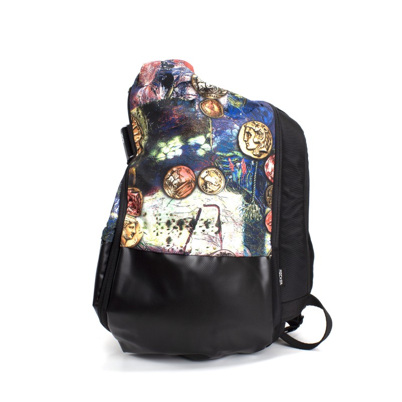 Чоловічий рюкзак Mackar Rome чорний з різнобарвним принтом - 4 фото