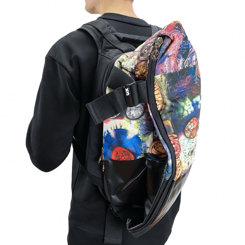 Чоловічий рюкзак Mackar Rome чорний з різнобарвним принтом - 6 фото