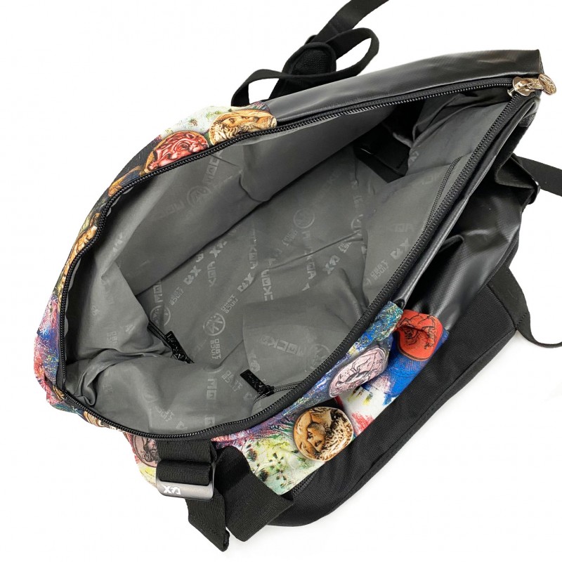 Чоловічий рюкзак Mackar Rome чорний з різнобарвним принтом - 11 фото