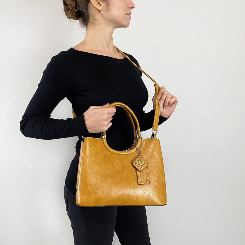 Жіноча класична сумка Mary гірчична - 5 фото