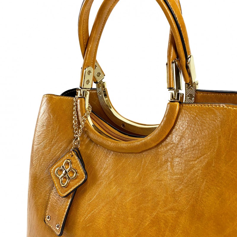 Женская классическая сумка Mary горчичная - 11 фото