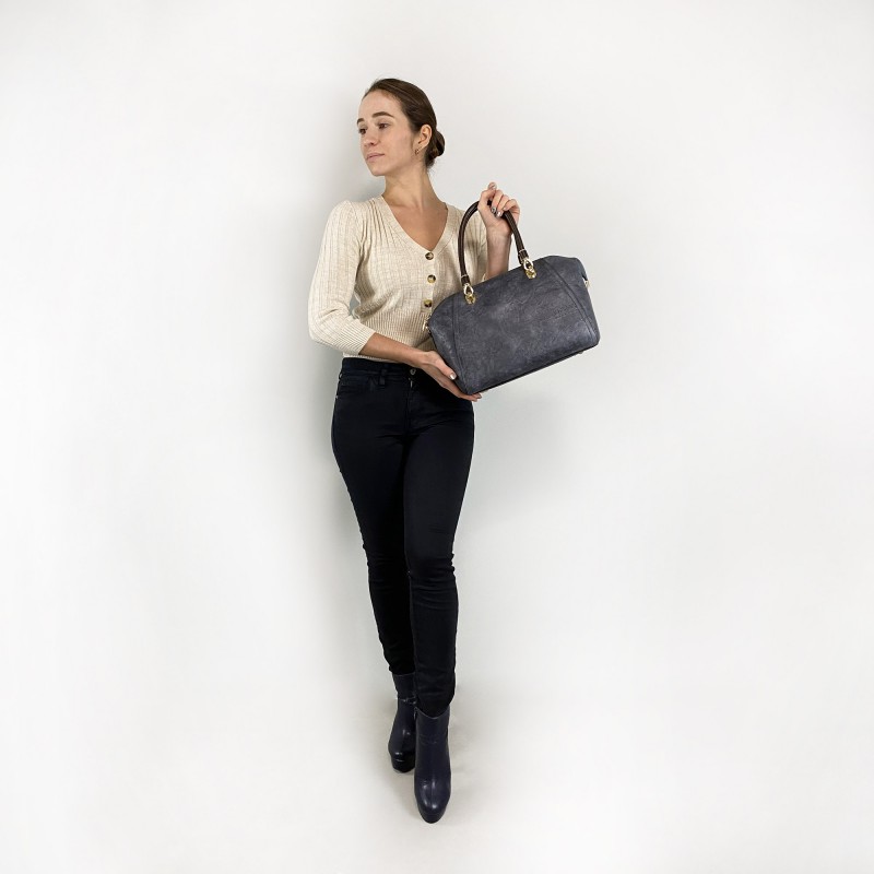 Жіноча класична сумка Isa Paulina DS сіро-синя - 5 фото
