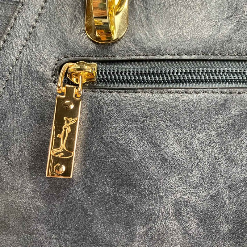 Женская классическая сумка Isa Paulina DS серо-синяя - 16 фото