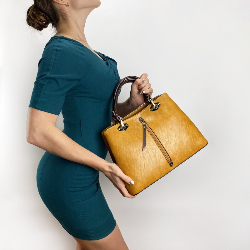 Жіноча класична сумка Miranda гірчична - 5 фото