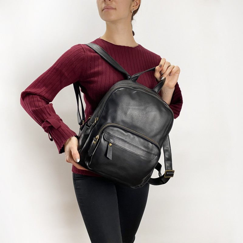 Женский кожаный рюкзак Freedom черный - 1 фото