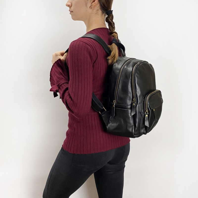 Женский кожаный рюкзак Freedom черный - 10 фото