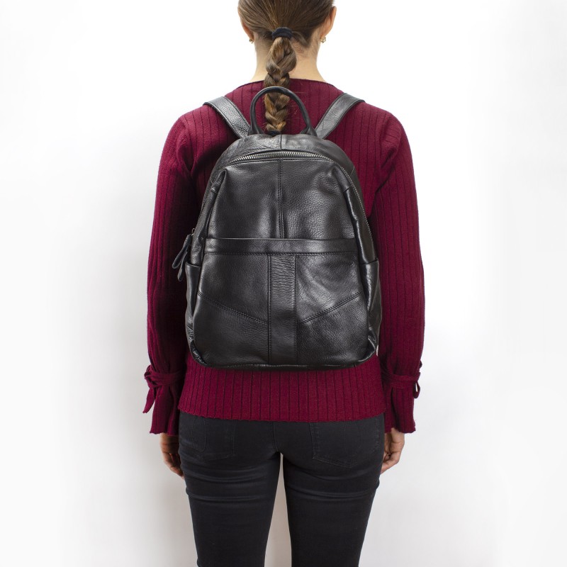 Жіночий шкіряний рюкзак Aero чорний - 4 фото