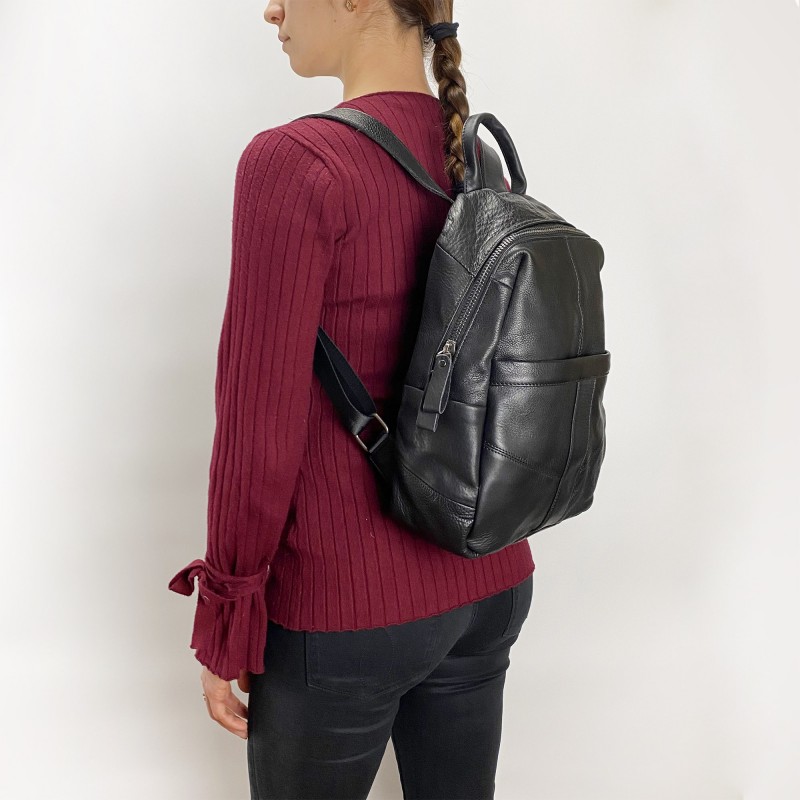 Жіночий шкіряний рюкзак Aero чорний - 5 фото