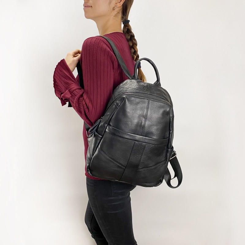 Жіночий шкіряний рюкзак Aero чорний - 6 фото