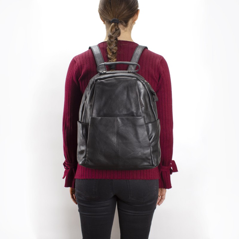 Женский кожаный рюкзак Terri черный - 4 фото