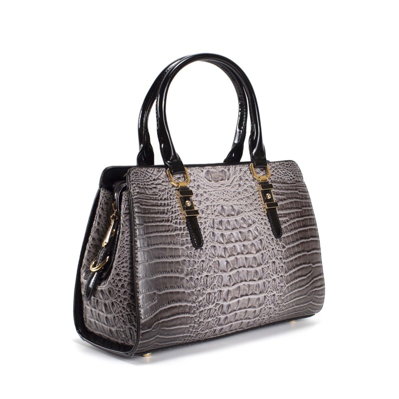 Женская классическая сумка Margo серо-черная - 15 фото