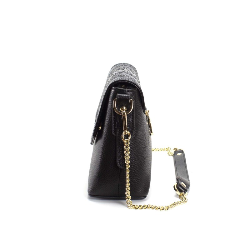 Женская кожаная сумка-клатч Kira черно-серая - 4 фото
