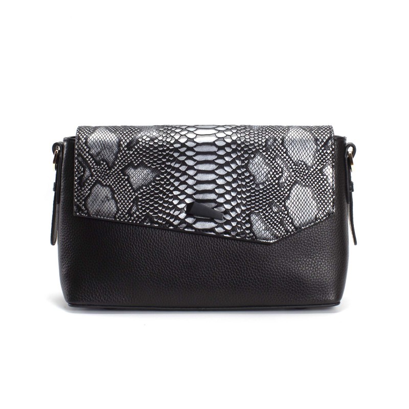 Жіноча шкіряна сумка-клатч Kira чорно-сіра - 8 фото