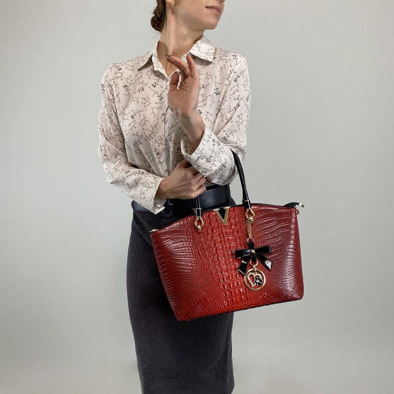 Жіноча класична сумка Inessa червона - 3 фото
