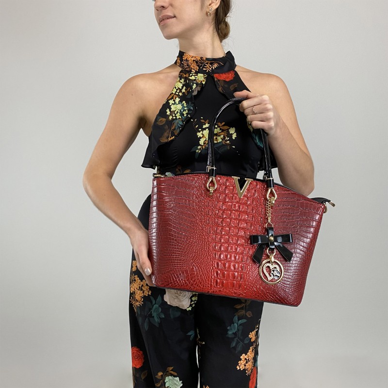 Женская классическая сумка Inessa красная - 4 фото