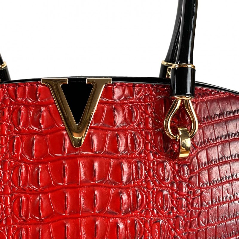 Женская классическая сумка Inessa красная - 8 фото
