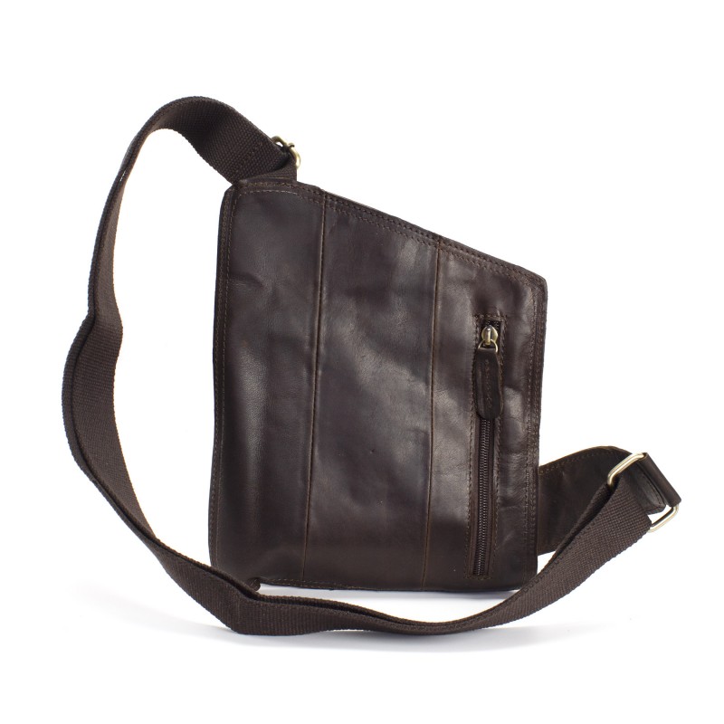 Чоловіча шкіряна сумка Folster крос боді через плече темно-коричнева - 7 фото