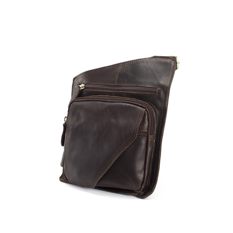 Мужская кожаная сумка Folster кросс боди через плечо темно-коричневая - 8 фото