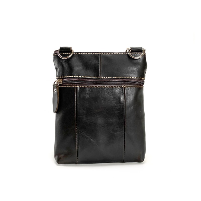 Чоловіча шкіряна сумка-барсетка Wilson через плече темно-коричнева - 1 фото