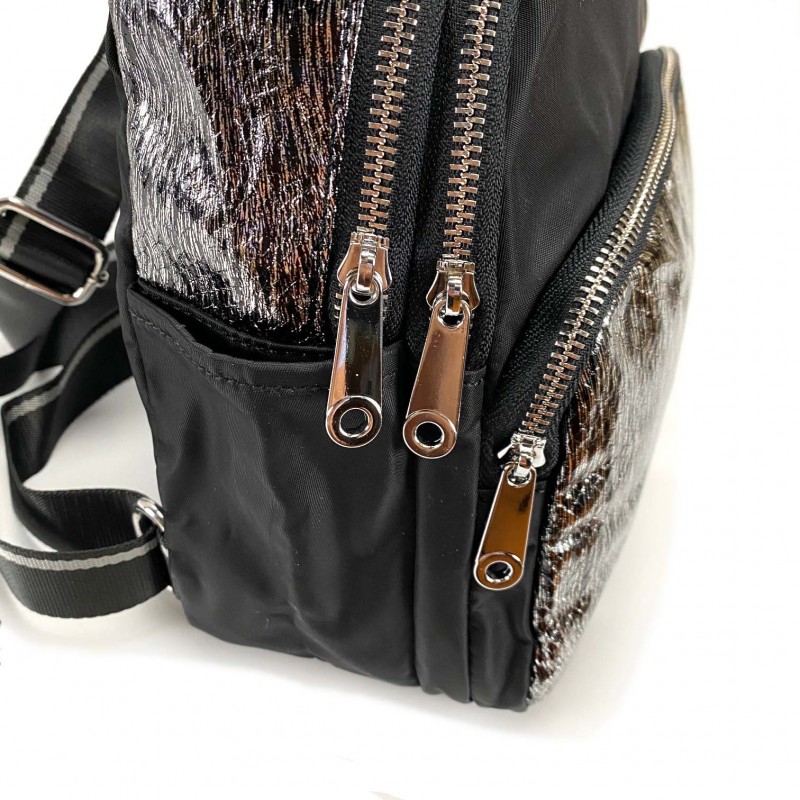 Жіночий рюкзак Juliet чорний з сріблом - 9 фото