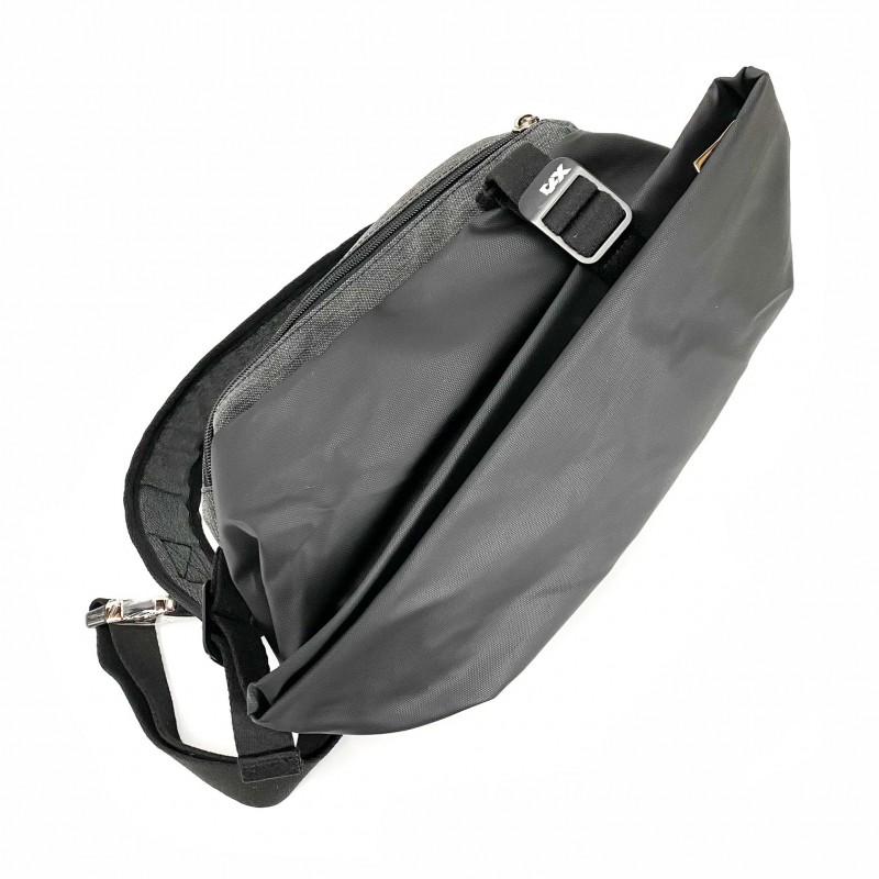 Мужская сумка слинг Mackar Edition через плечо серо-черная - 8 фото